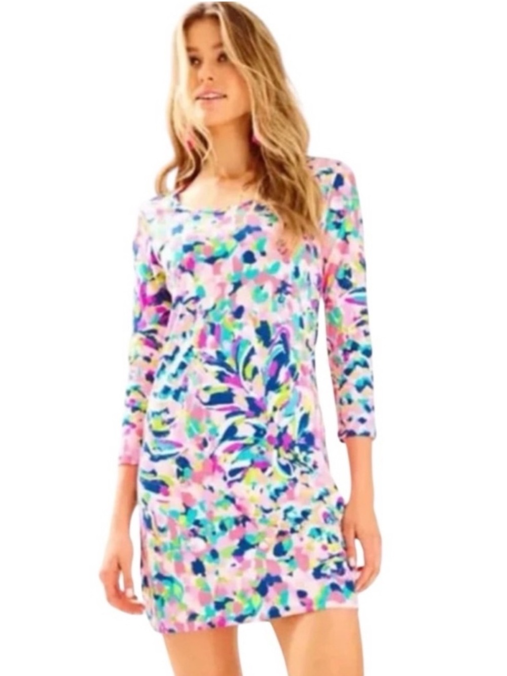 Lilly Pulitzer 3/4 Sleeve Beacon Dress in Pina Colada Club Size Small